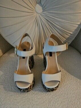 Andrea Pinto Leather White Women's Ankle-Strap Platform Sandals